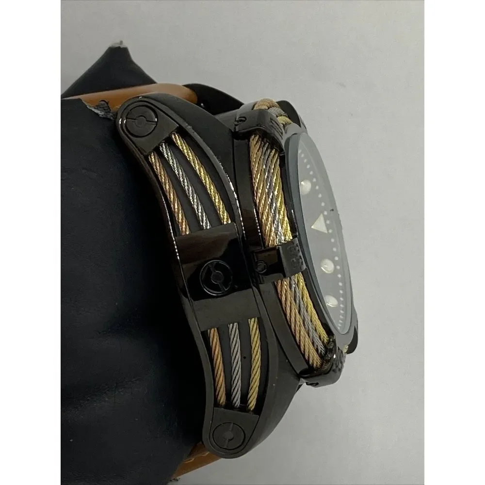 Invicta Bolt 23055 Mens Brown Leather Analog Dial Japan Quartz Wrist Watch RQ374